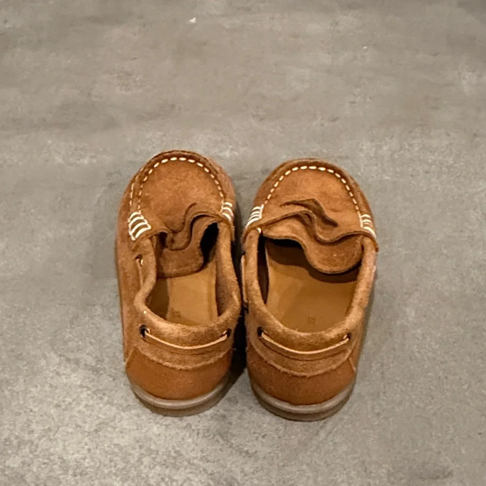 Zara Kids Suede Penny Loafers in Tan